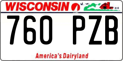 WI license plate 760PZB