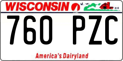 WI license plate 760PZC
