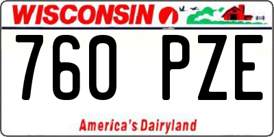 WI license plate 760PZE