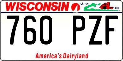 WI license plate 760PZF