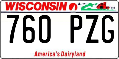 WI license plate 760PZG