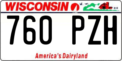 WI license plate 760PZH