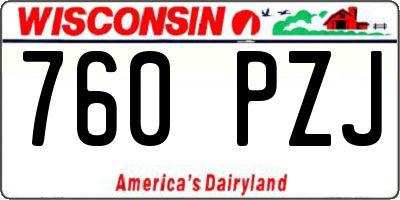 WI license plate 760PZJ