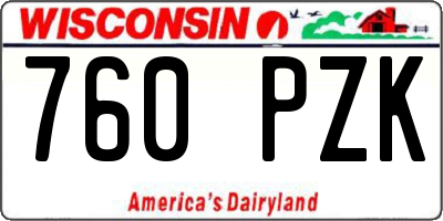 WI license plate 760PZK