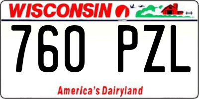 WI license plate 760PZL