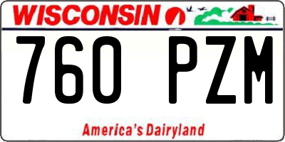 WI license plate 760PZM