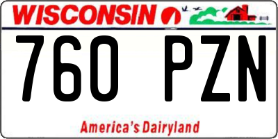 WI license plate 760PZN