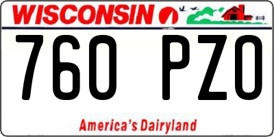WI license plate 760PZO