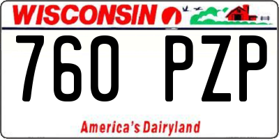 WI license plate 760PZP