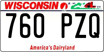 WI license plate 760PZQ