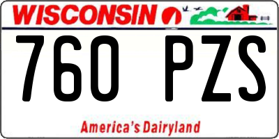 WI license plate 760PZS
