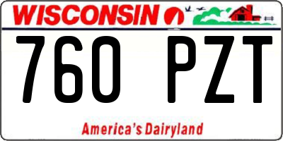 WI license plate 760PZT
