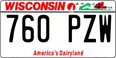 WI license plate 760PZW