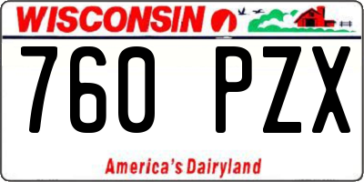 WI license plate 760PZX