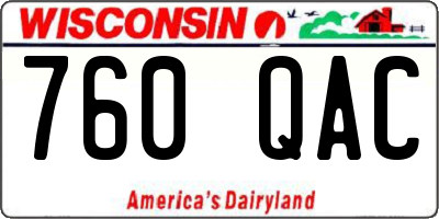WI license plate 760QAC