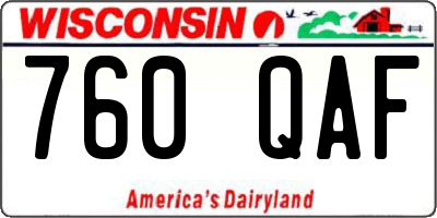 WI license plate 760QAF