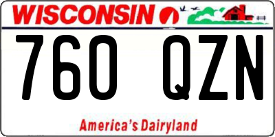 WI license plate 760QZN