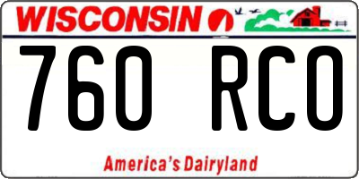 WI license plate 760RCO