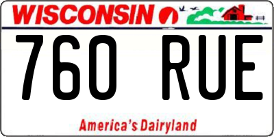 WI license plate 760RUE