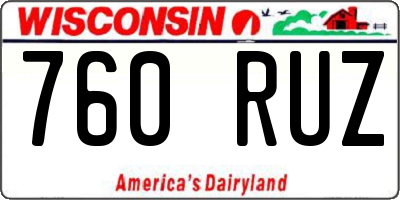 WI license plate 760RUZ