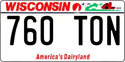 WI license plate 760TON