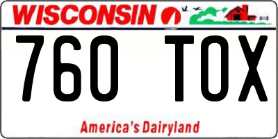 WI license plate 760TOX