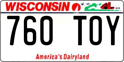 WI license plate 760TOY