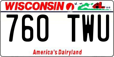 WI license plate 760TWU