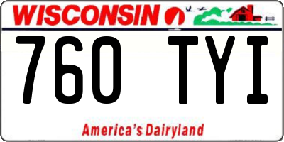 WI license plate 760TYI