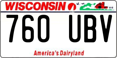WI license plate 760UBV