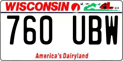 WI license plate 760UBW