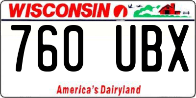 WI license plate 760UBX