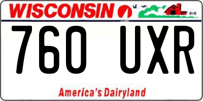 WI license plate 760UXR