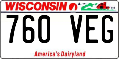 WI license plate 760VEG