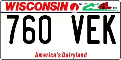 WI license plate 760VEK
