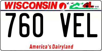 WI license plate 760VEL