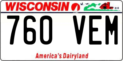 WI license plate 760VEM