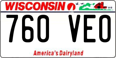WI license plate 760VEO