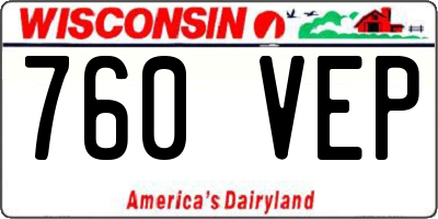 WI license plate 760VEP