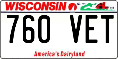 WI license plate 760VET