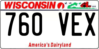 WI license plate 760VEX