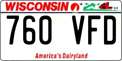 WI license plate 760VFD