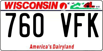 WI license plate 760VFK