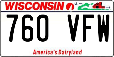 WI license plate 760VFW