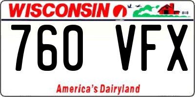 WI license plate 760VFX