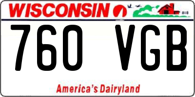 WI license plate 760VGB