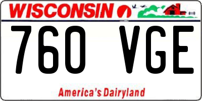 WI license plate 760VGE