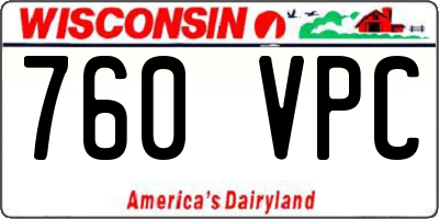 WI license plate 760VPC