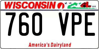 WI license plate 760VPE