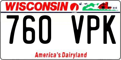WI license plate 760VPK